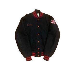 Vintage 80s Black Union Made Wool Honesdale Cheerleader Varsity Men Jacket Sz S